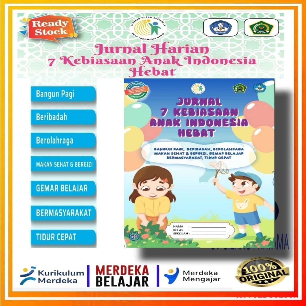 

partai kecil harga grosir buku jurnal 7 kebiasaan anak Indonesia hebat sesuai Kemendikbud, Best Seller !!!