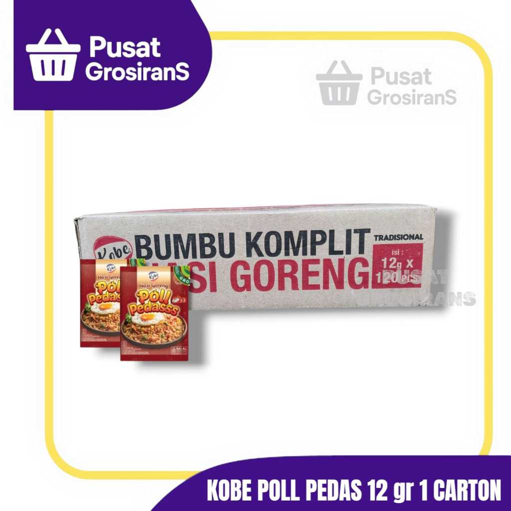 

Kobe Bumbu Nasi Goreng Poll Pedas 1 Karton isi 10 Renceng x 12pcs
