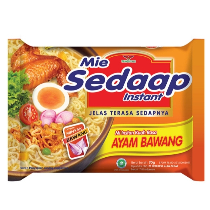 

Mie Sedaap Mie Instan Kuah Rasa Ayam Bawang Kemasan isi 70 gram