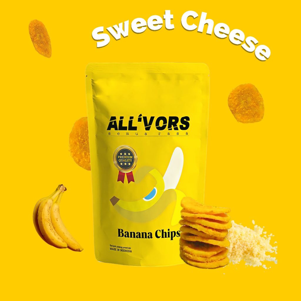 

ALL'VORS Banana Chip 90 Gram - Kripik Pisang premium Rasa Choco Vanilla Cheese Spicy - Salted egg