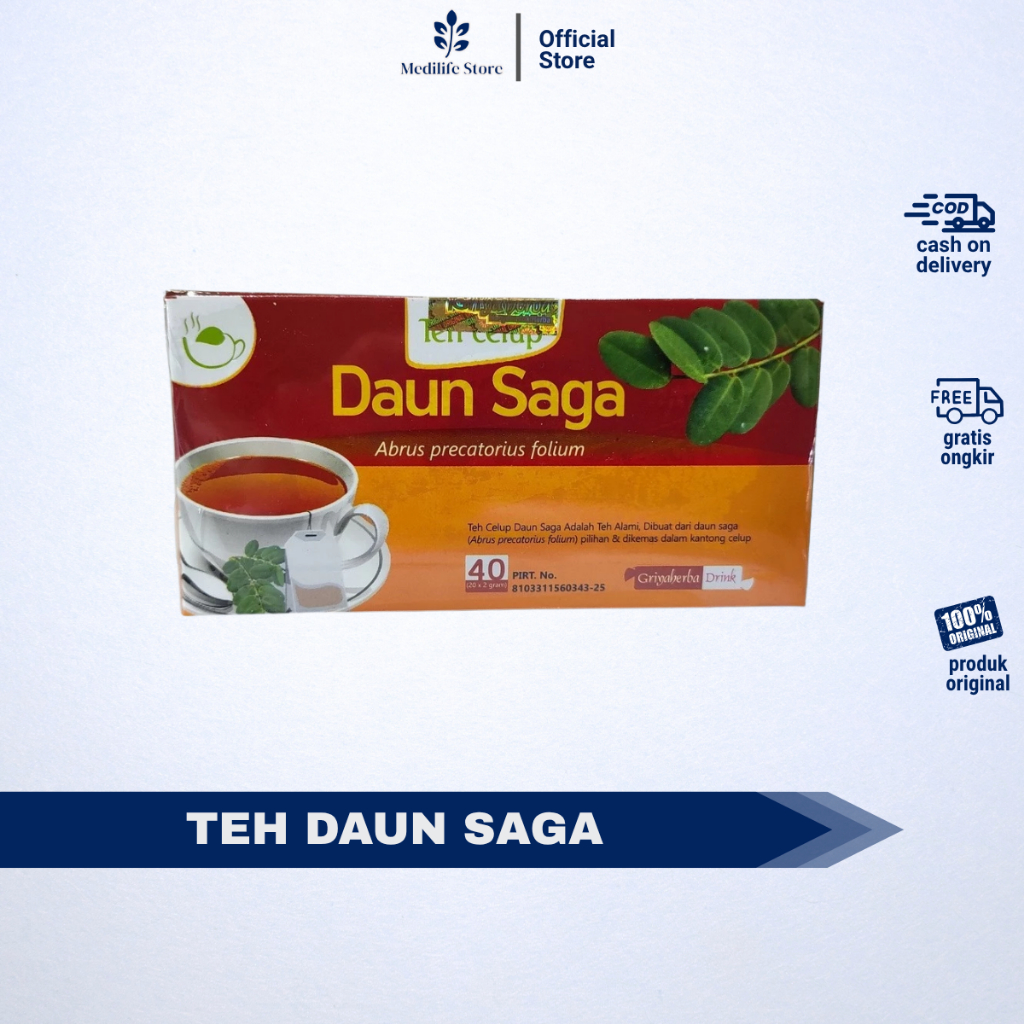 

TEH DAUN SAGA GRIYA HERBA – Teh Herbal Celup untuk Batuk & Diabetes | Bantu Redakan Batuk Kering & Kelola Kadar Gula Darah | Original 100% Alami