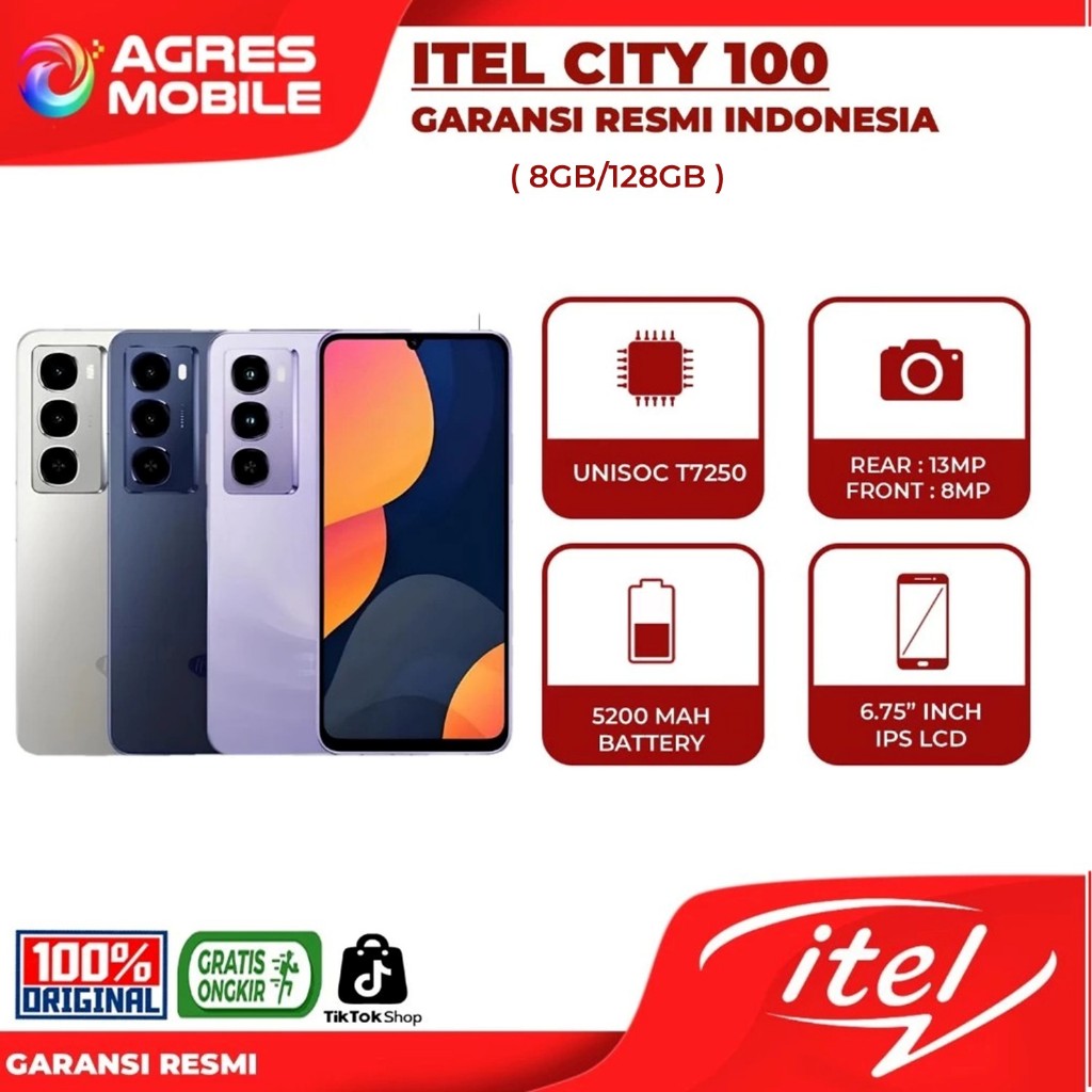 ITEL CITY100 8/128GB - GARANSI RESMI ITEL INDONESIA