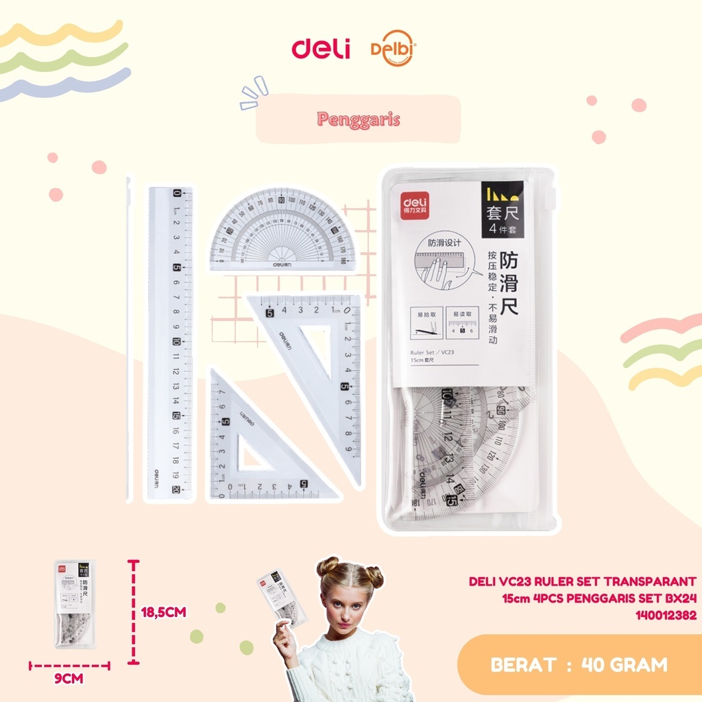 

DELI RULER SET TRANSPARANT PENGGARIS LENGKAP