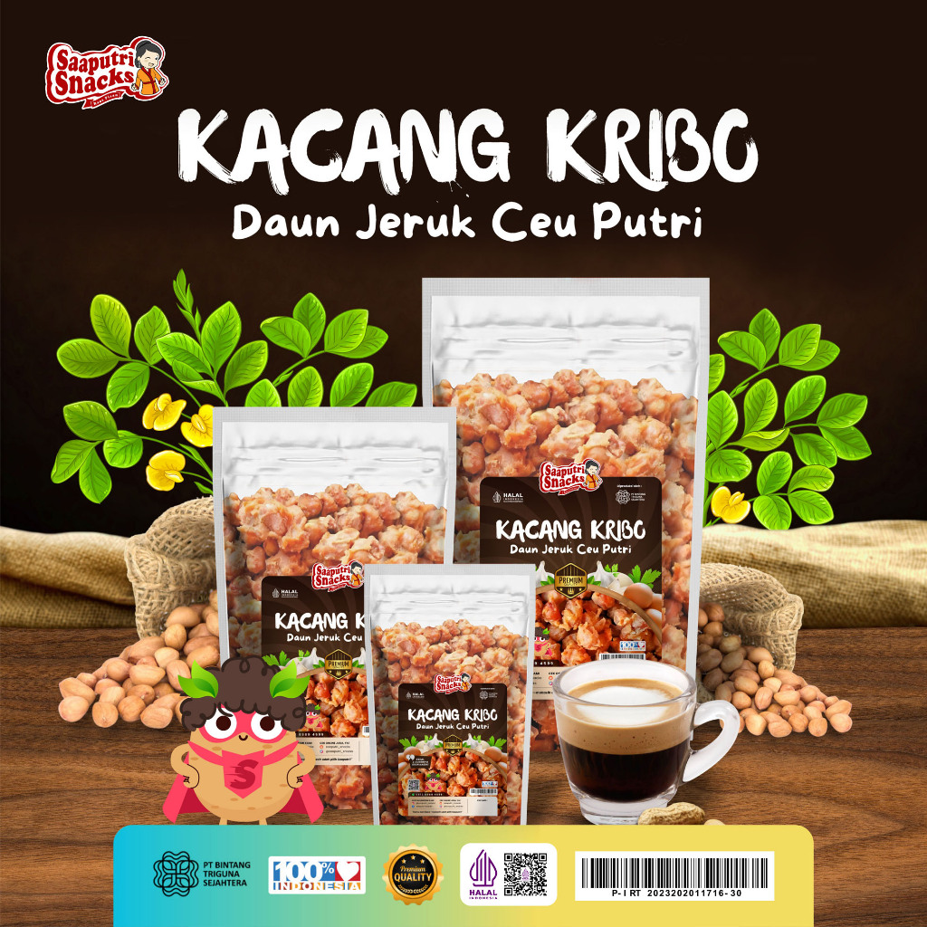 

[SAAPUTRI SNACKS] Kacang Kribo Pedas Daun Jeruk - Kemasan 180gr - Cemilan Kacang Goreng