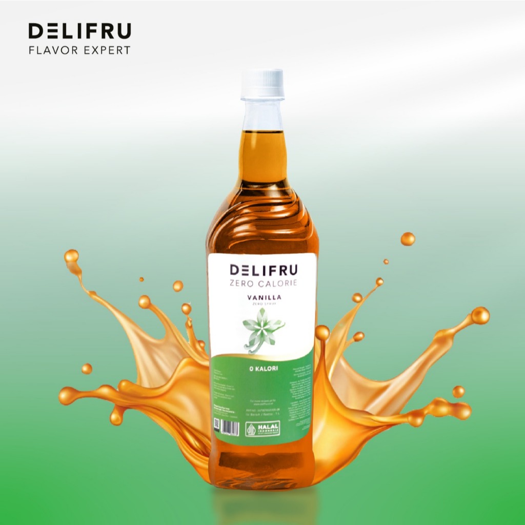 

Delifru Zero Calorie Free Sugar Vanilla Syrup 1 Liter - Sirup Bebas Gula 0 Kalori Vanilla
