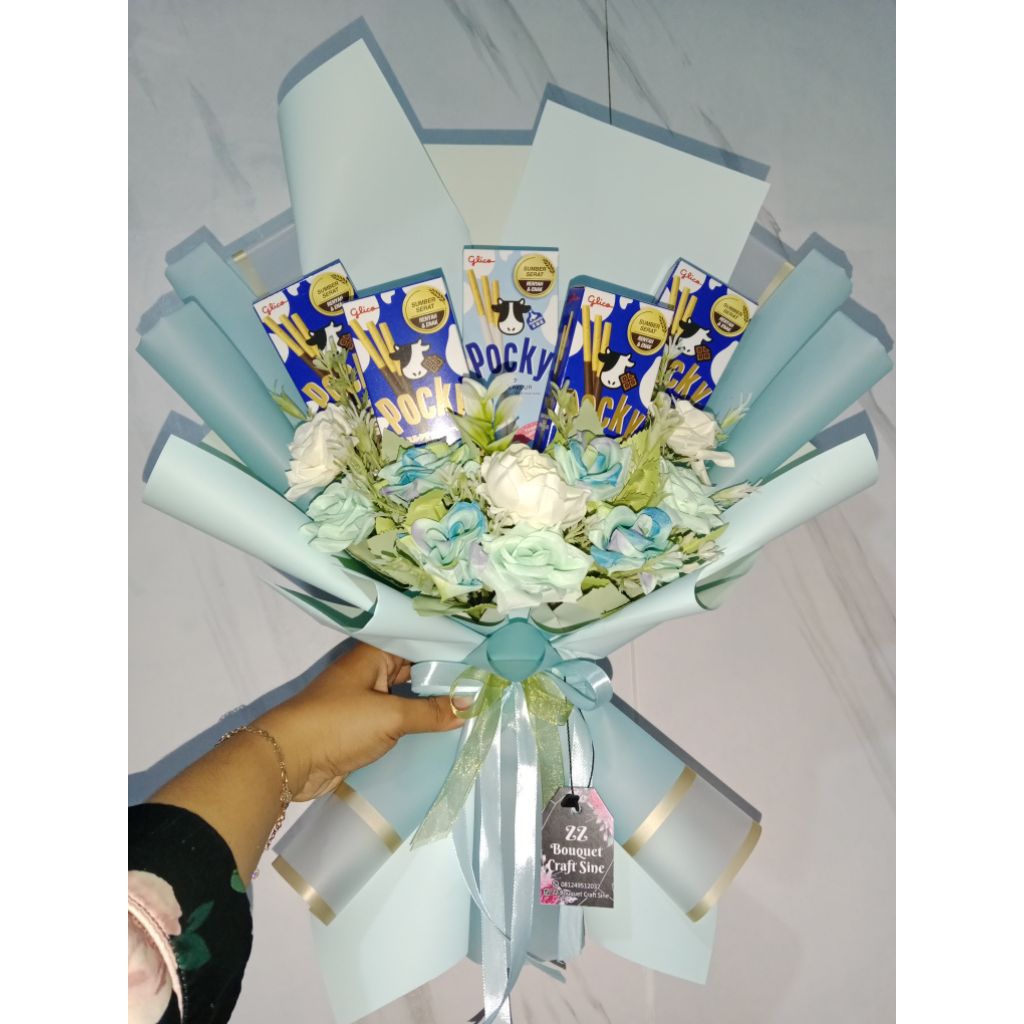 

buket pocky plus bunga murah