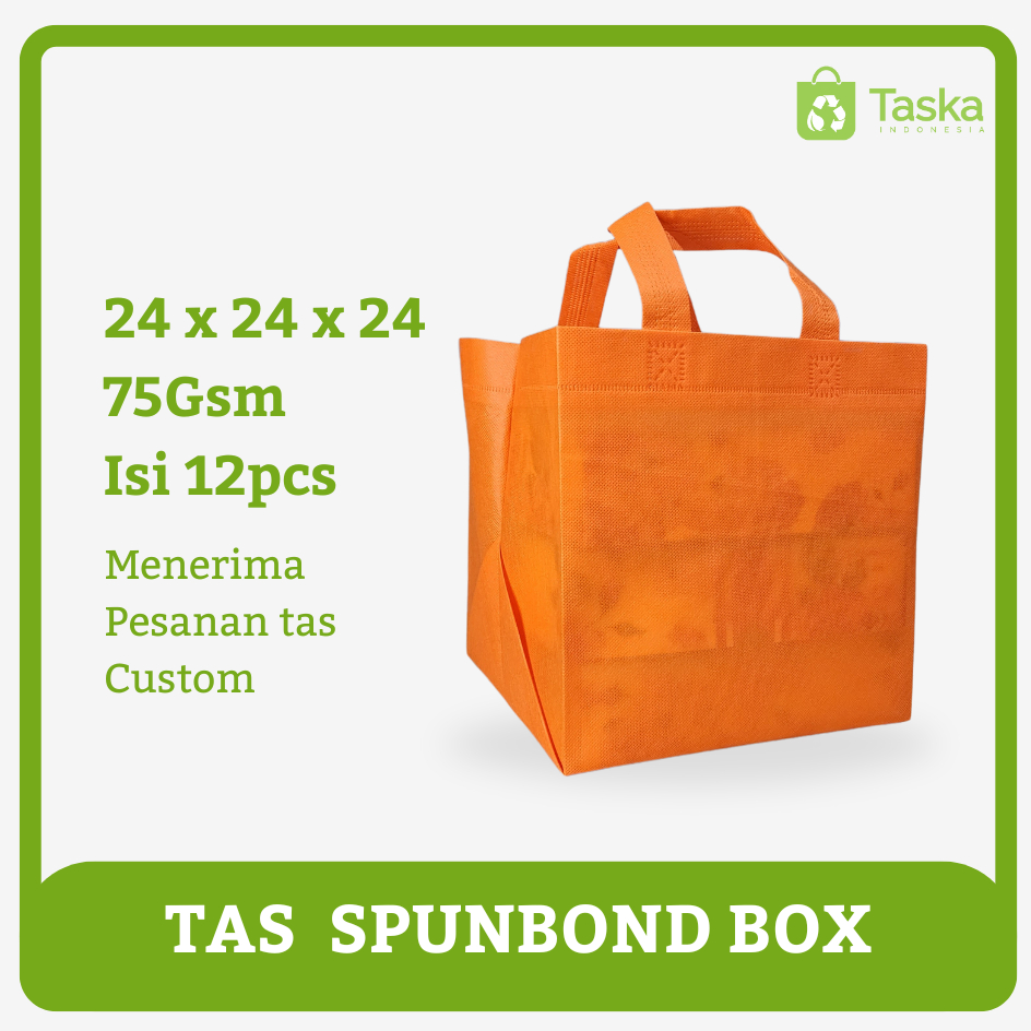 

Taska - Tas Spunbond Press Box 24x24x24 Warna Orange Harga Satuan Tas Aqiqah Nasi Kotak Grosir