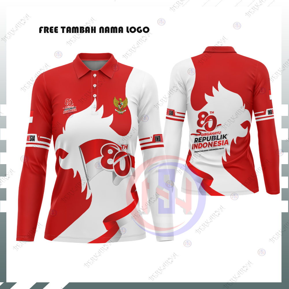Baju Jersey 17 Agustus Kaos Polo Merah Putih | Kaos 17 Agustus | Baju Agustusan Lengan Panjang