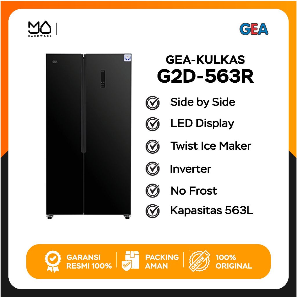 GEA Kulkas 2 Pintu Side by Side G2D-563.R Inverter - Garansi Resmi