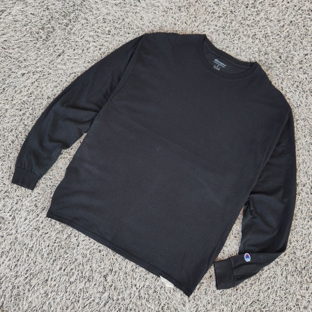TS9 champion long sleeve tee black original kaos lengan panjang pria