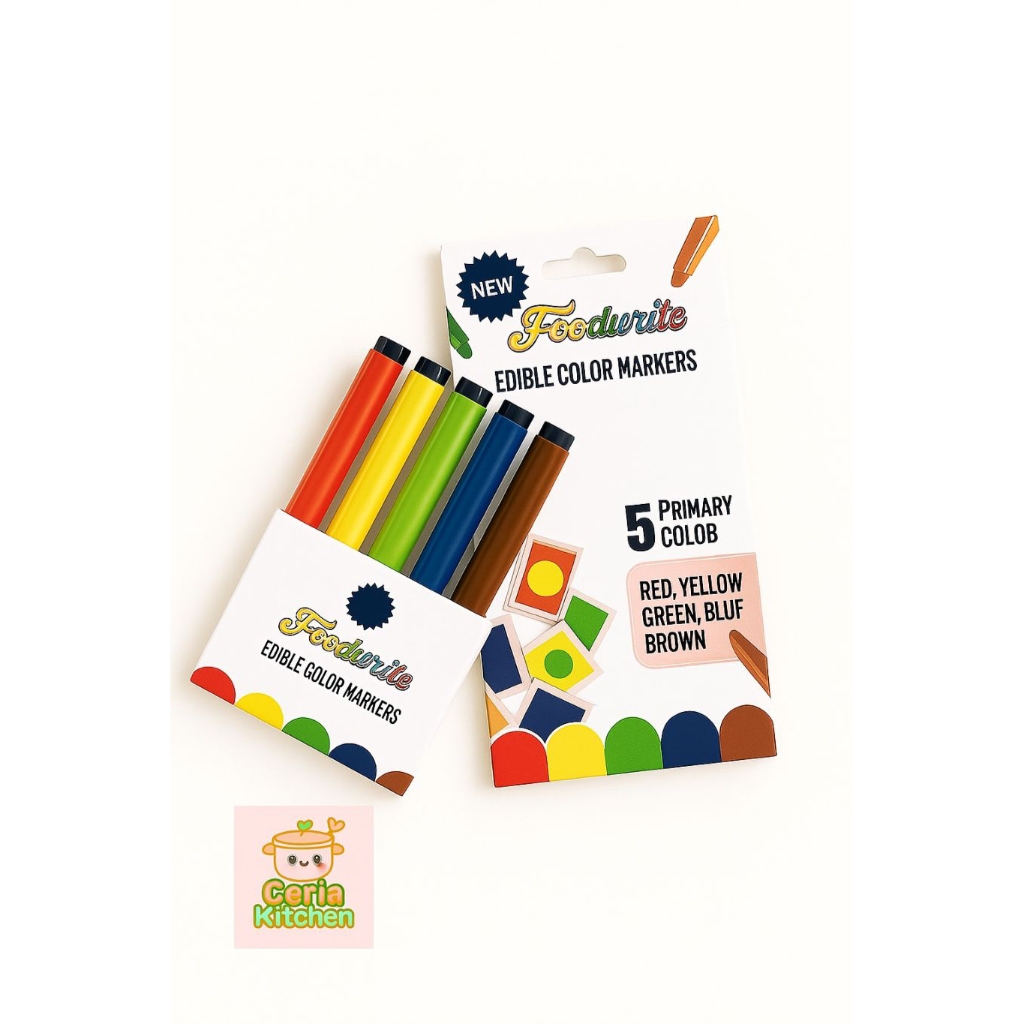 

Edible Pen | Food Writer Colour 5 Pcs Spidol Makanan Warna Warni | Spidol Makanan Edible Marker 5 Warna | Food Grade Aman untuk Dekorasi Kue & Biskuit