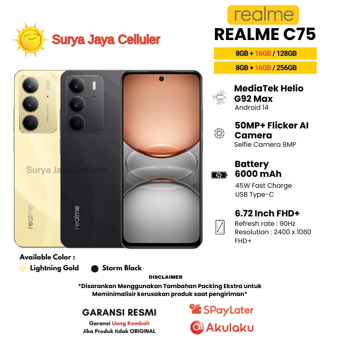 HP REALME C75 8/256GB,REALME C75 8/128GB,REALME C75X 8/128GB (GARANSI RESMI REALME 1 TAHUN)