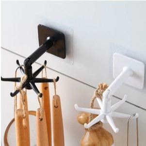 PGT - Hook Putar 6 Kait / Gantungan Spatula Tempel Dinding Hook Putar 6 Kait