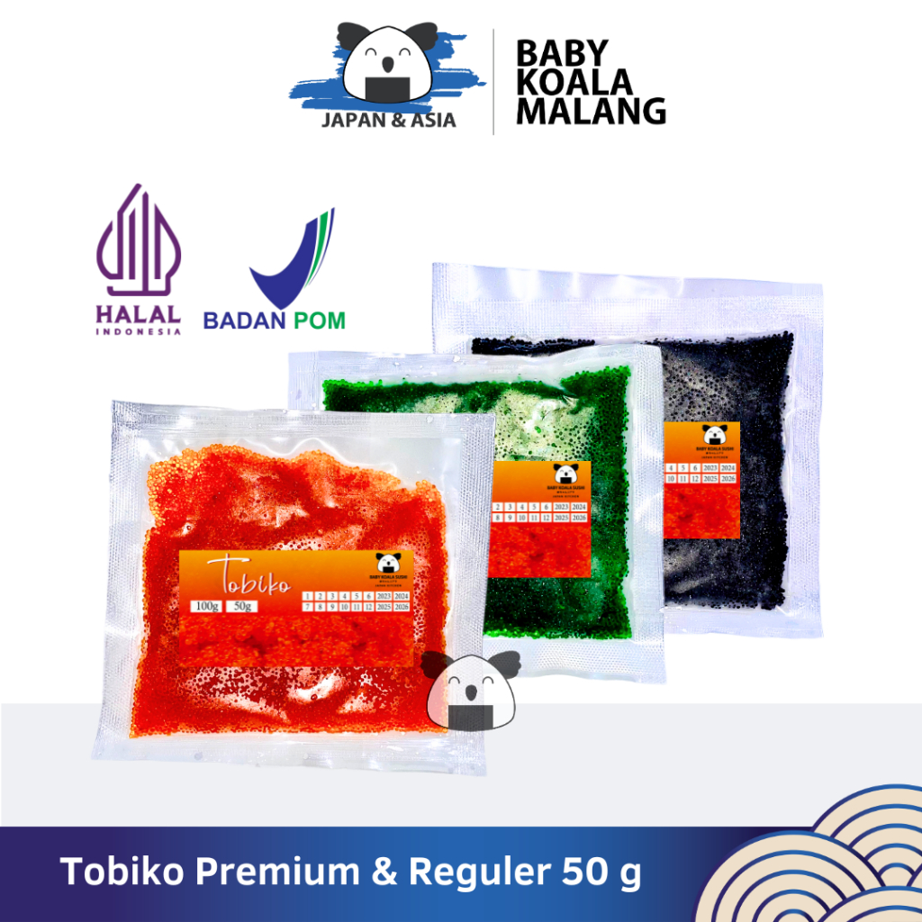 

TOBIKO Premium Orange Green Black 50 g Halal │ Telur Ikan Terbang Oren Berbumbu │ Seasoned Flying Fish Roe -BKM