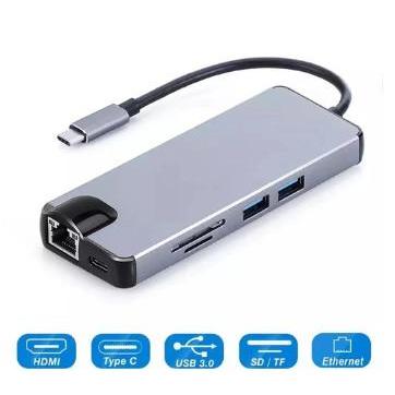USB Hub Type C Converter 8 in 1 Macbook Pro LAN SD Card Adapter
