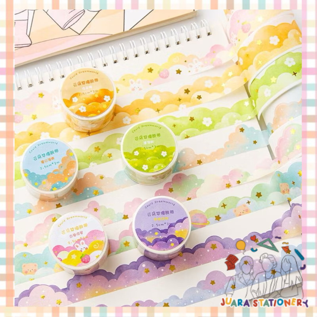 

(187) Sticker Roll Cloud 3m / Sticker Jurnal Pita Masking Tape Jurnal DIY Scrapbook
