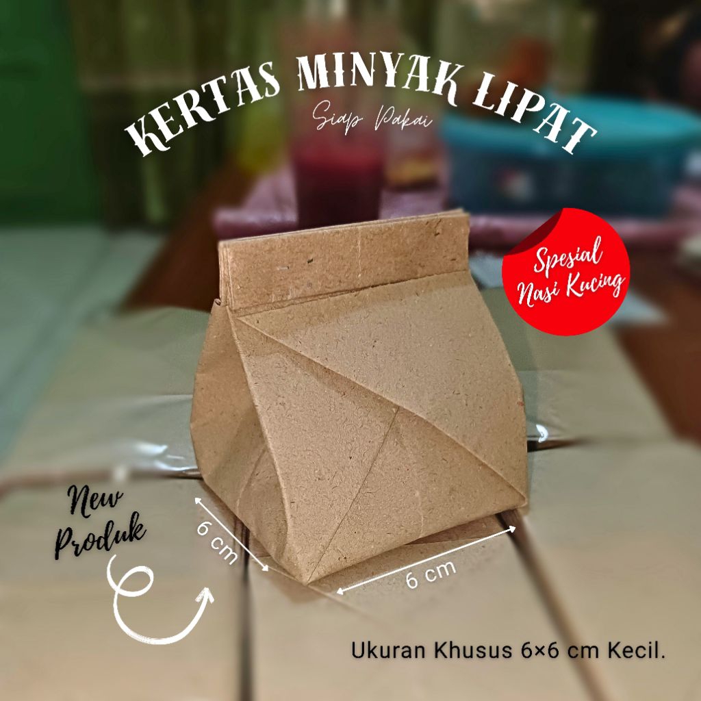 Kertas Minyak Lipat Siap Pakai Rice Box Kertas Nasi Box Lounch Ukuran Nasi Kucing Kecil