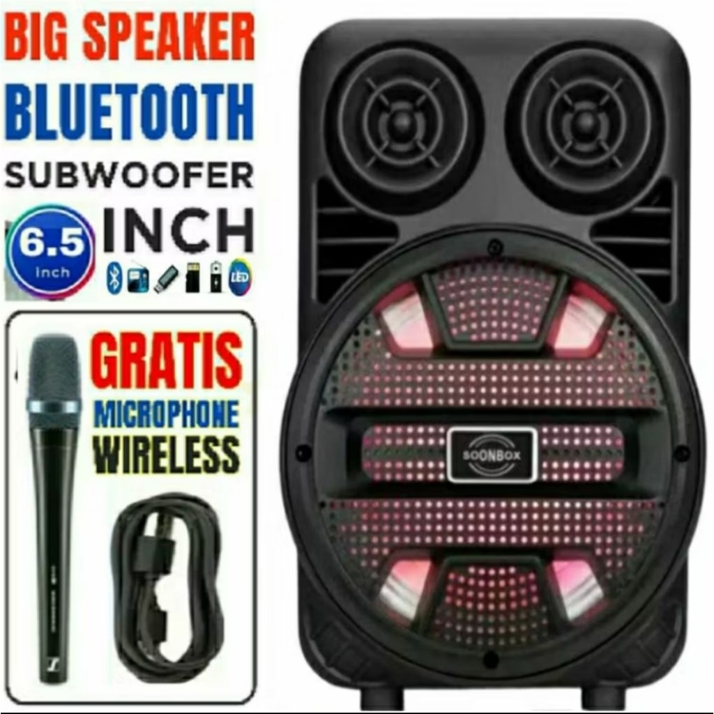 [FREE MICROFON] SPEAKER BLUETOOTH UKURAN BESAR 6,5 INCH SUPER BASS / SPEAKER BLUETOOTH KIMISO 6,5 IN