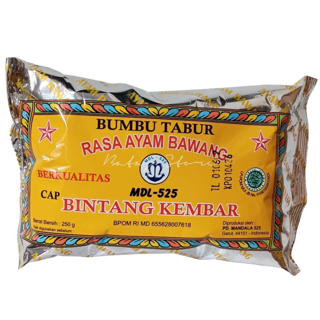 

Bumbu Tabur Rasa Ayam Bawang Cap Bintang Kembar Kemasan 250g