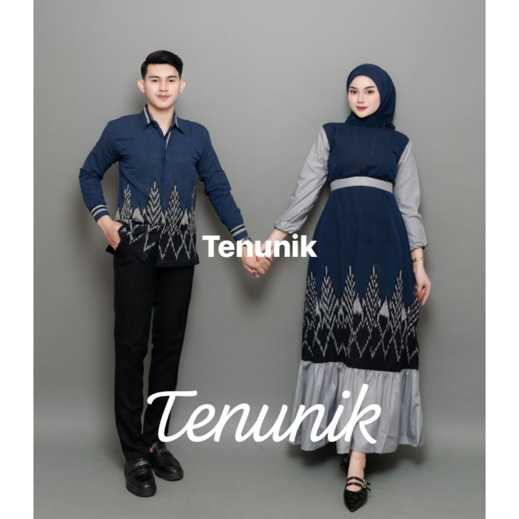 BAJU COUPLE TENUN CEMARA NAVY - COUPLE TENUN - COUPLE KONDANGAN - BAJU COUPLE - BATIK TENUN KONDANGA