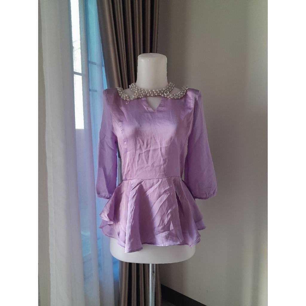 Lilac Blouse, Atasan Kondangan, Blouse Pesta, Blouse Lilac