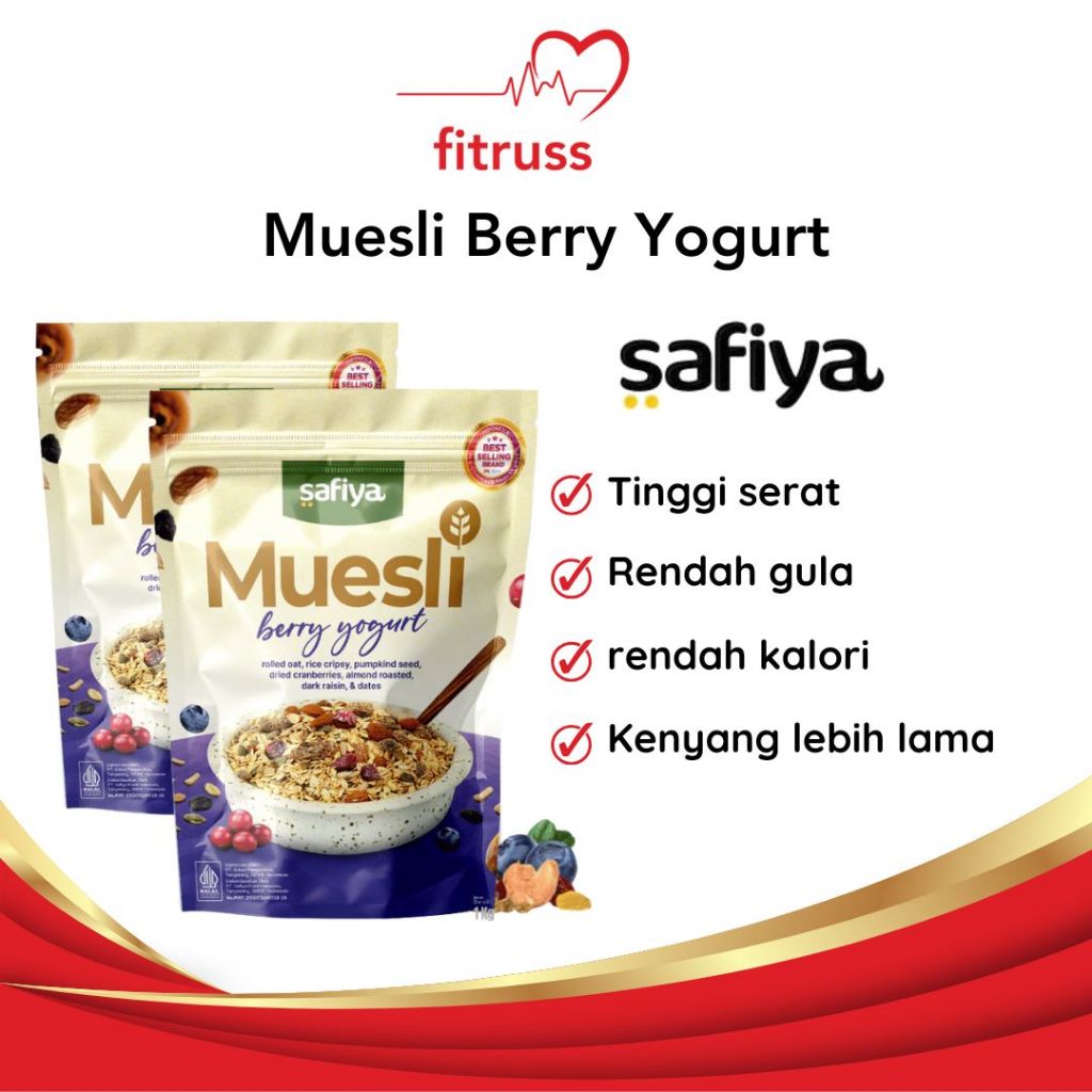 

lontong12 SAFIYA Muesli Berry Yogurt Premium Sereal Oatmeal Dried Fruit With Almond