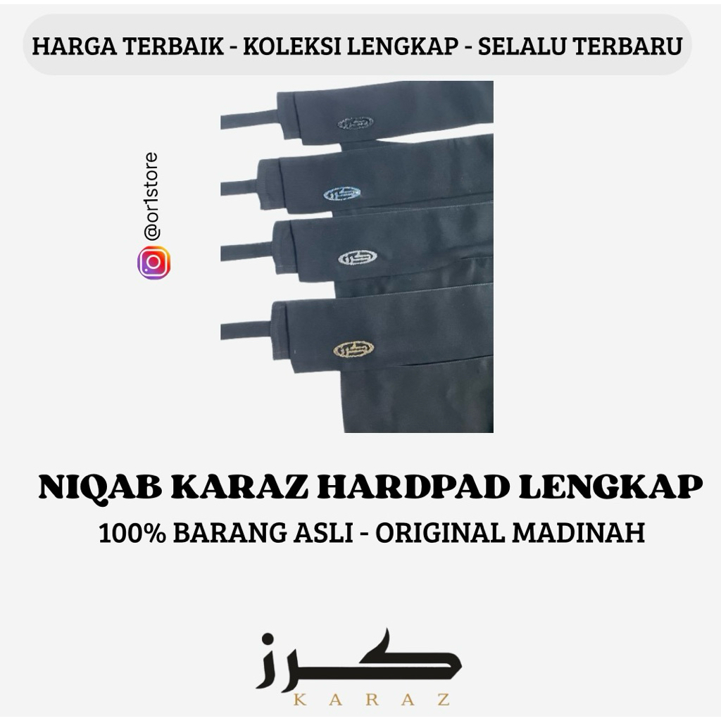 KARAZ NIQAB HARDPAD ORI MADINAH | CADAR KARAZ | NIQOB KARAZ PONI & BANDANA