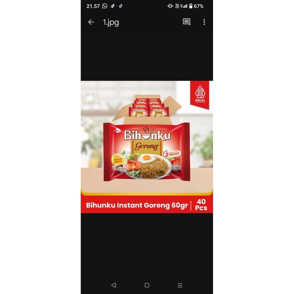 

Bihunku Instant - Goreng - 1 karton - 40 Pcs - 60gr