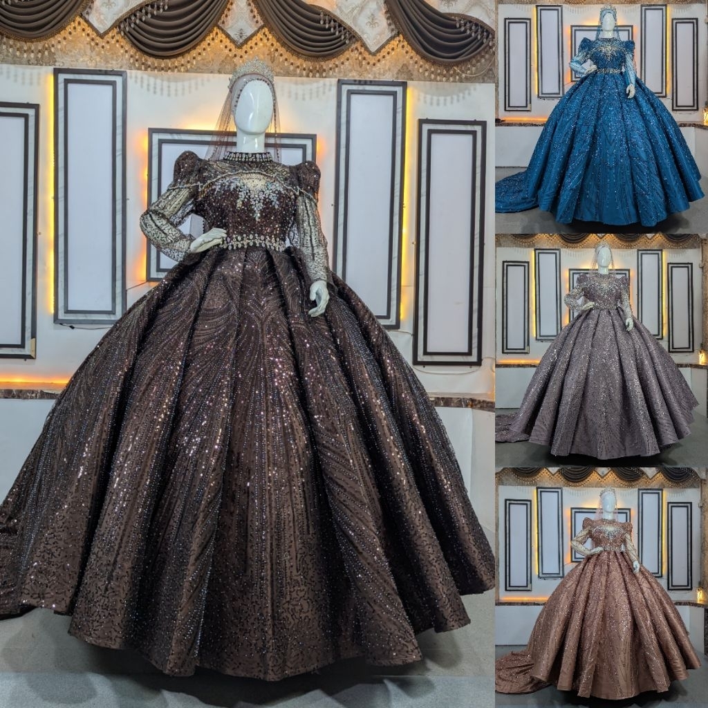 Gaun pengantin luxury / gaun pengantin premium / gaun pengantin mewah murah / ballgown pengantin mew