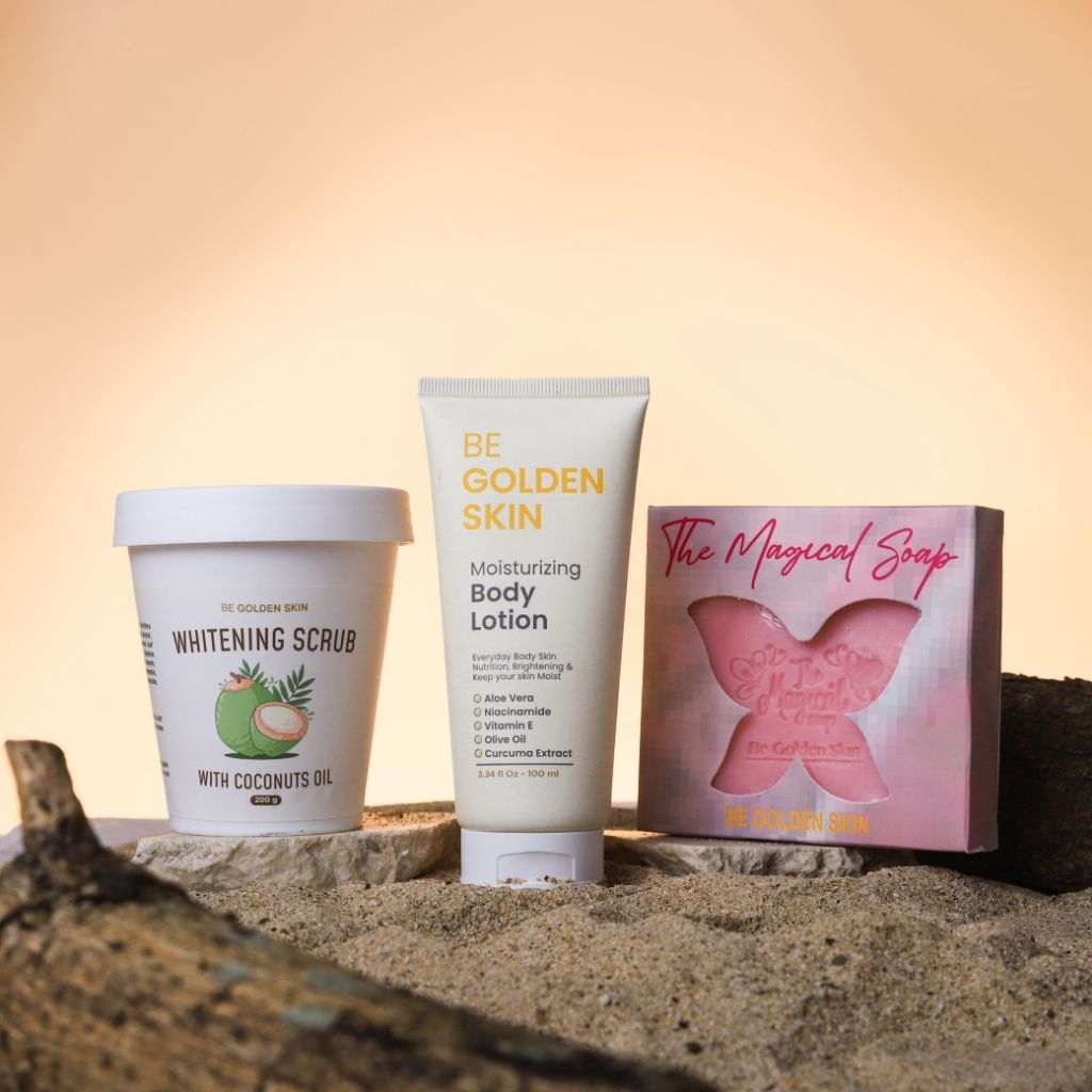 Bundling Soap , Lotion , Scrub Be Golden Skin (3 item bodycare)