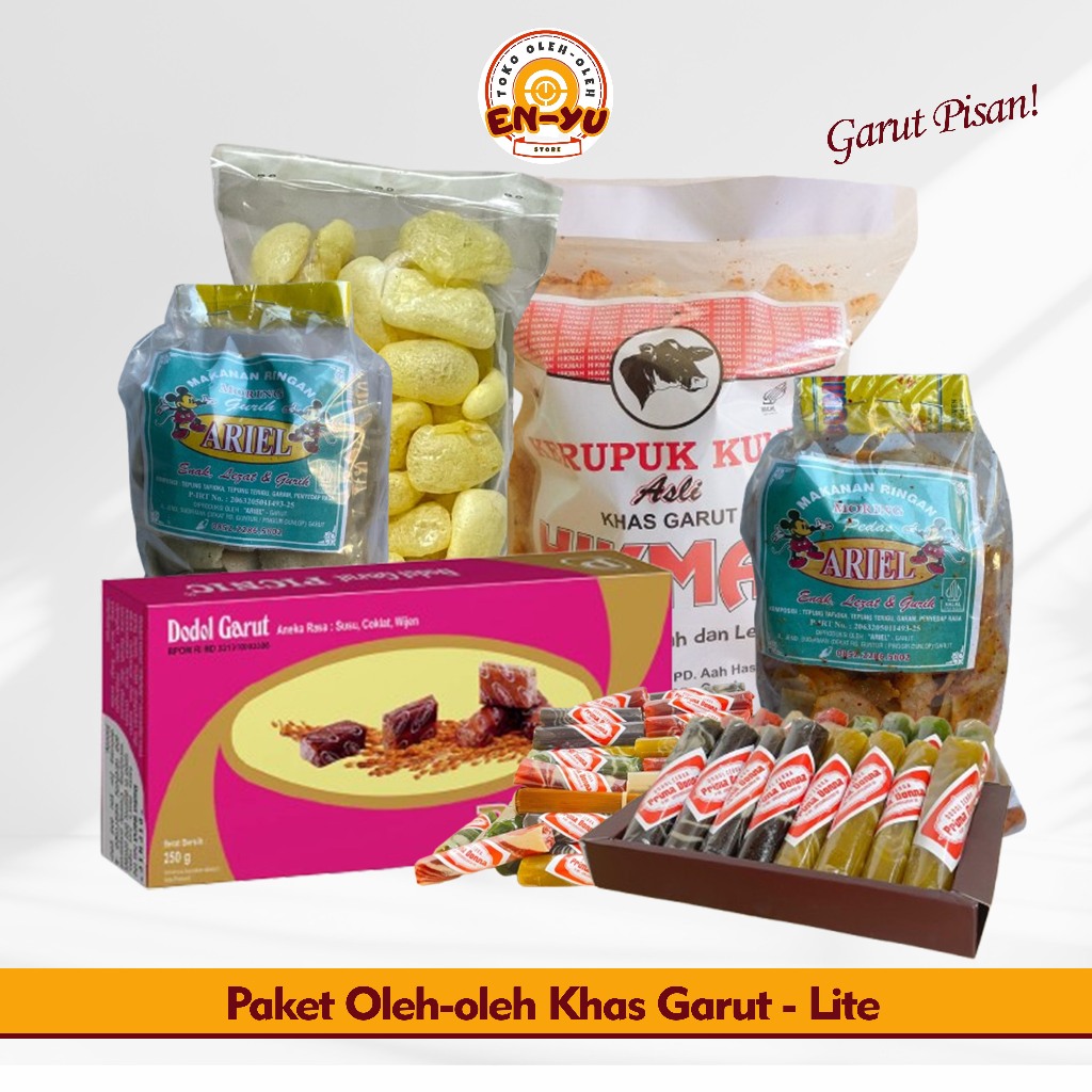 

Oleh-oleh Garut Paket Lite - Makanan Ringan Dodol Keripik Moring Kerupuk Kulit Sapi KERUPUK Kerbau