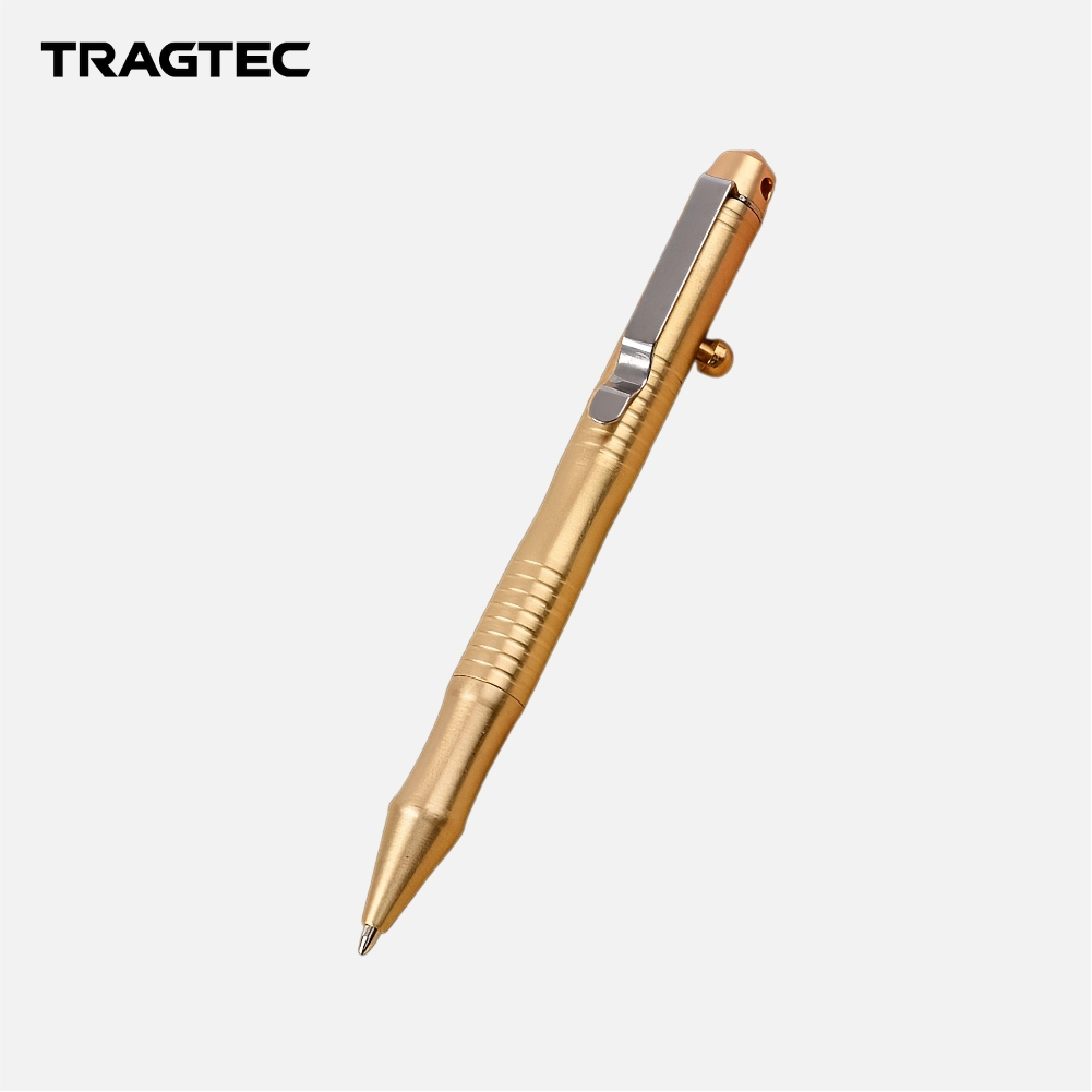 

TRAGTEC Solid Brass Bolt Action Ballpoint Pen With Emergency Glass Breaker Pocket Clip Alat Tulis Pulpen ID0105