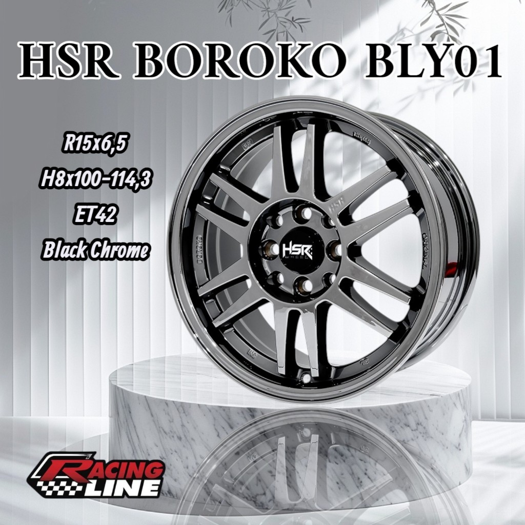 velg mobil black chrome r15 HSR BOROKO BLY01 Pelak RPF1 Black Chrome