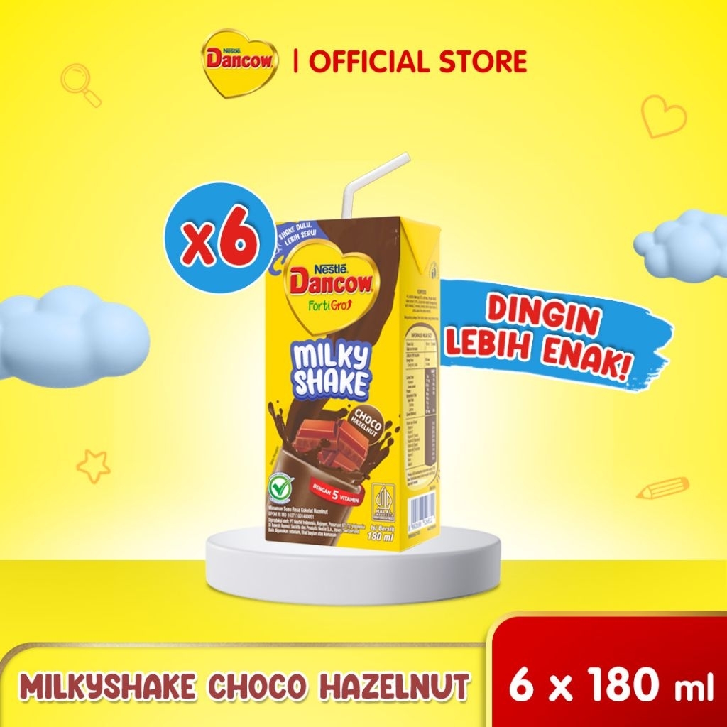 

Nestle Dancow Fortigro Milky Shake rasa Choco Hazelnut ukuran 180ml kemasan UHT