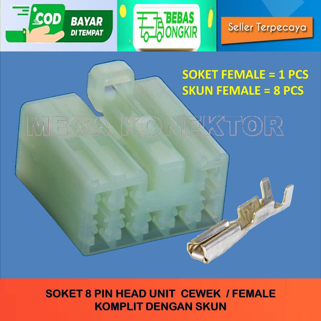 SOKET KABEL 8 PIN SOKET HU 8 PIN SOKET MOBIL 8 PIN SOKET TAPE MOBIL 8 PIN FEMALE / Socket 8 Pin