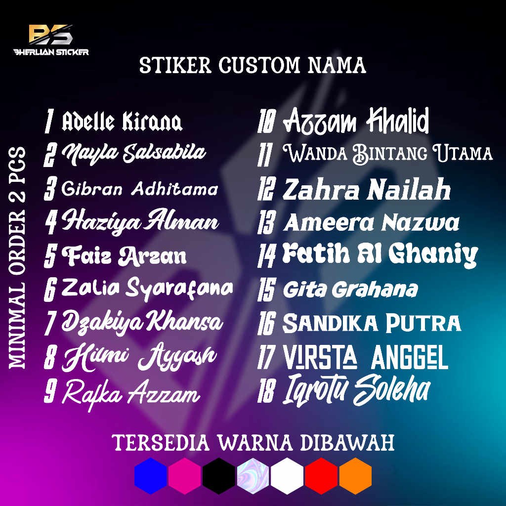 

Stieker Custom Nama Cutting SUKA SUKA