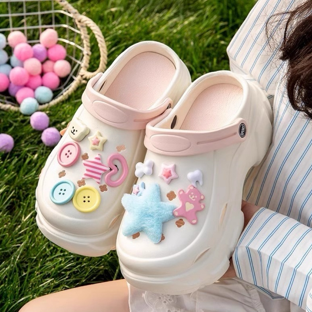TERLARIS Sandal Baim Wanita Korea style Kekinian karet Tebal EVA 5.5CM Sandal Fuji Sandal Kodok