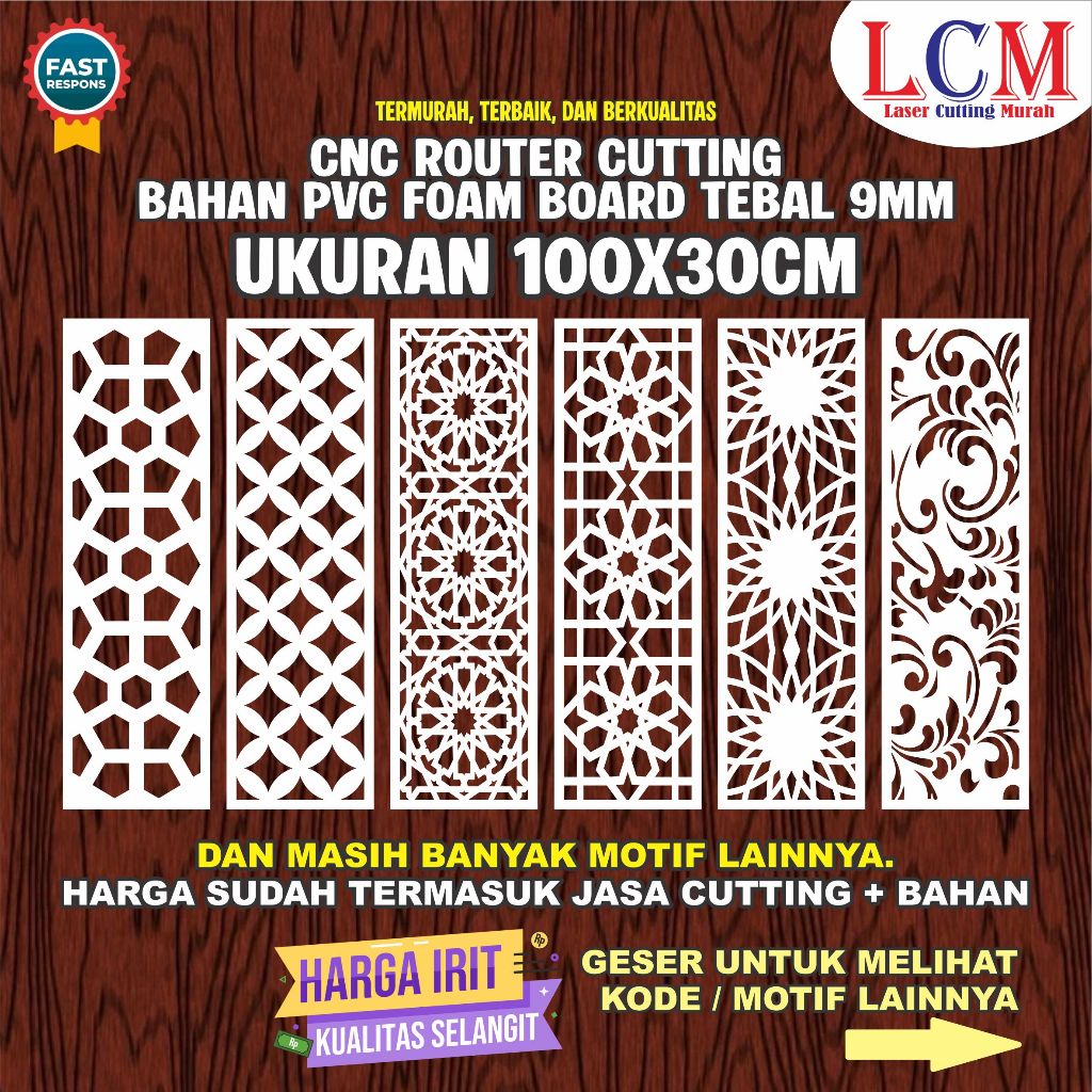 Cutting PVC Foam Board Ukuran 100x30CM Tebal 9MM | Ornament Krawangan PVC Board