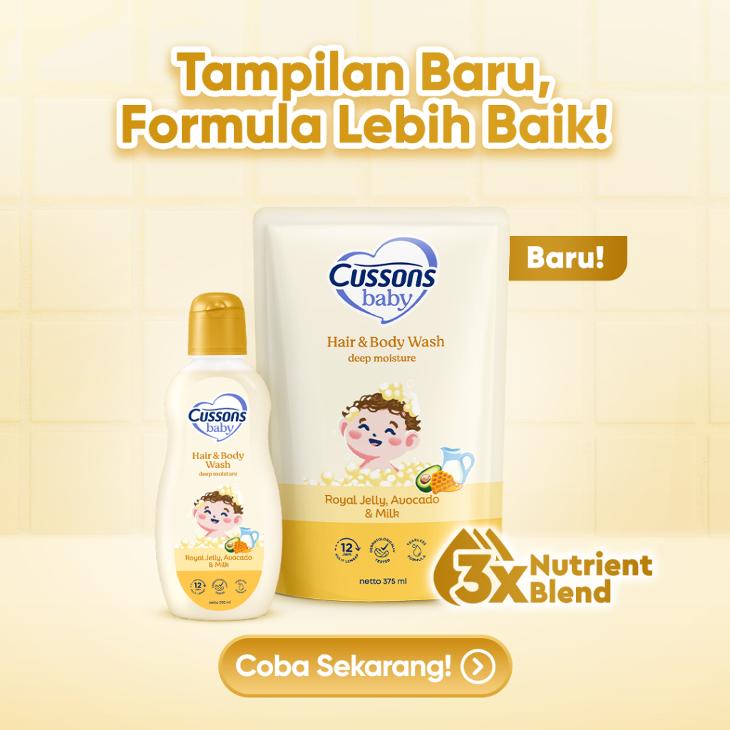 ARJUNA Cussons Baby Hair & Body Wash Deep Moisture - Cream Sabun Bayi 2in1 Bottle 200m KT4