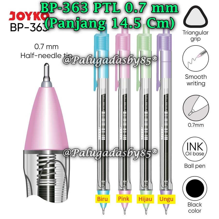 

(1 Biji) Bolpen JOYKO BP-363 0.7 mm Hitam / Pulpen Pena Joyko BP-363 Vokus Trans PTL 0.7 mm (1 Biji)