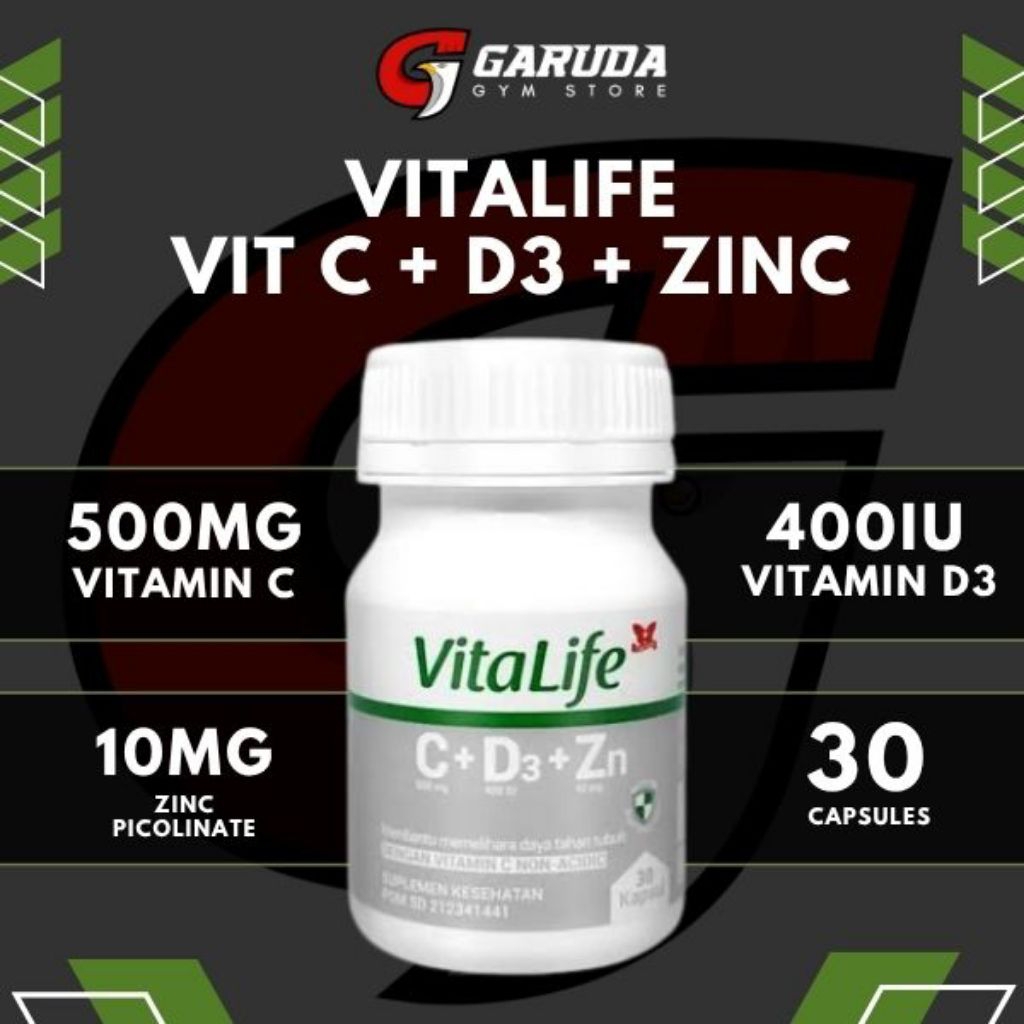 Vitalife Vitamin C+D3+Zn 30 Capsule