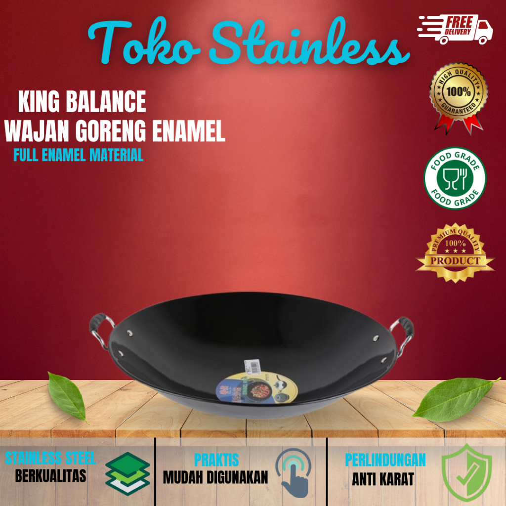 Wajan Besi Enamel Wajan Penggorengan Wajan Tebal Wajan Anti-Lengket