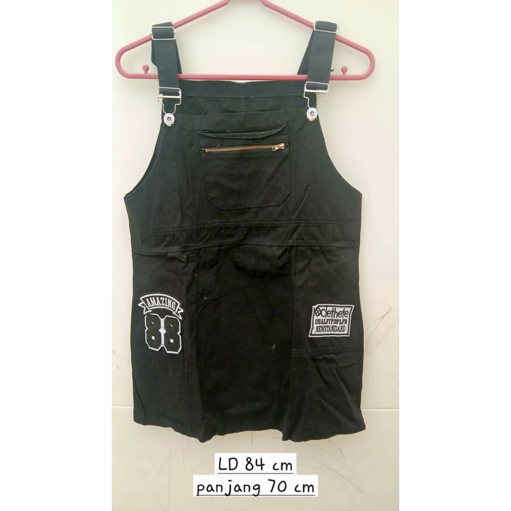 jumpsuit rok baju kodok remaja perempuan hitam