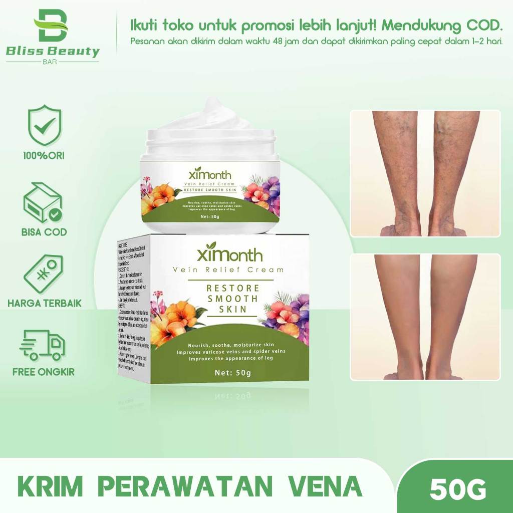 Ximonth Vein Relief Cream 50g - Krim Perawatan Vena Body Care Cream Varicose Vein Removal Cream Impr