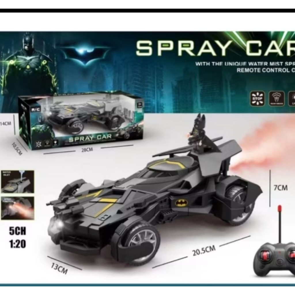 Mainan Mobil RC Batman Berasap( SPRAY)