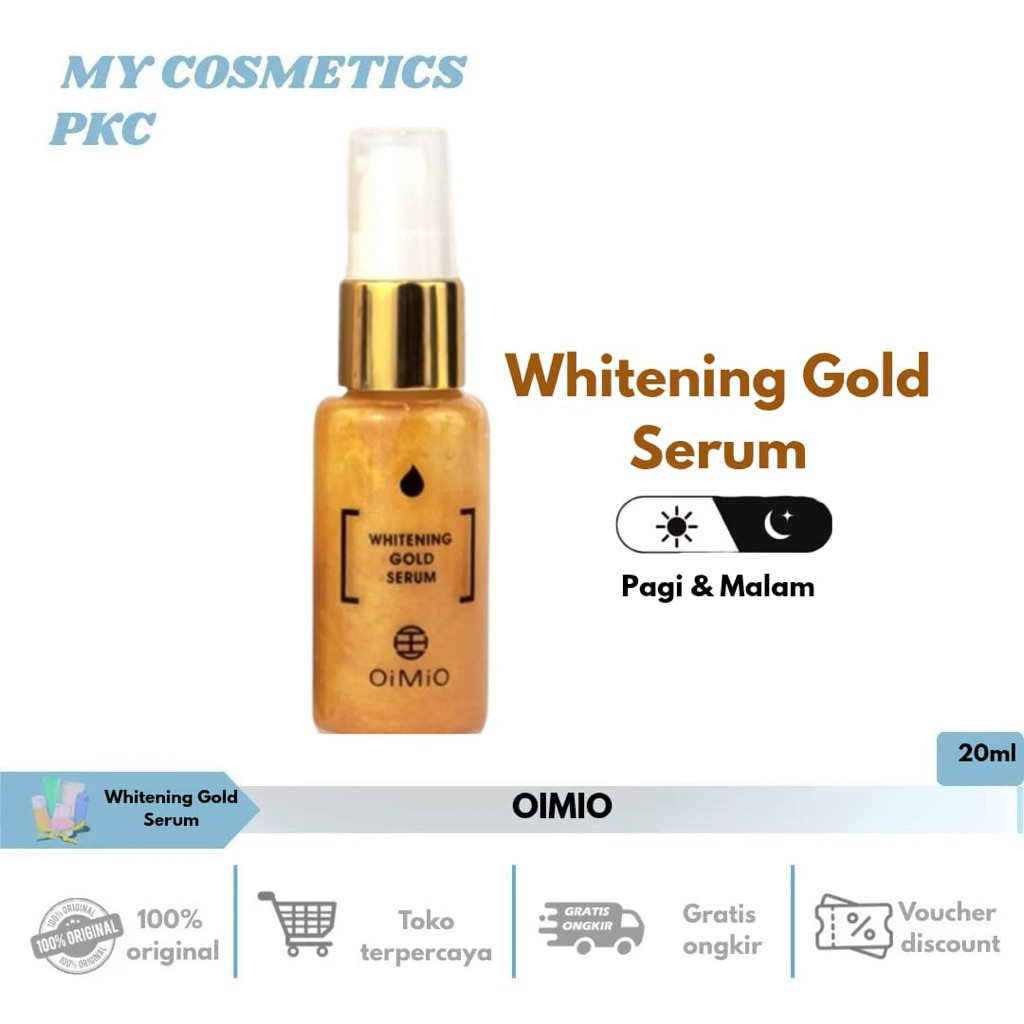 OIMIO Whitening Gold Serum - Serum pemutih wajah glowing & anti aging | skincare Pagi Malam