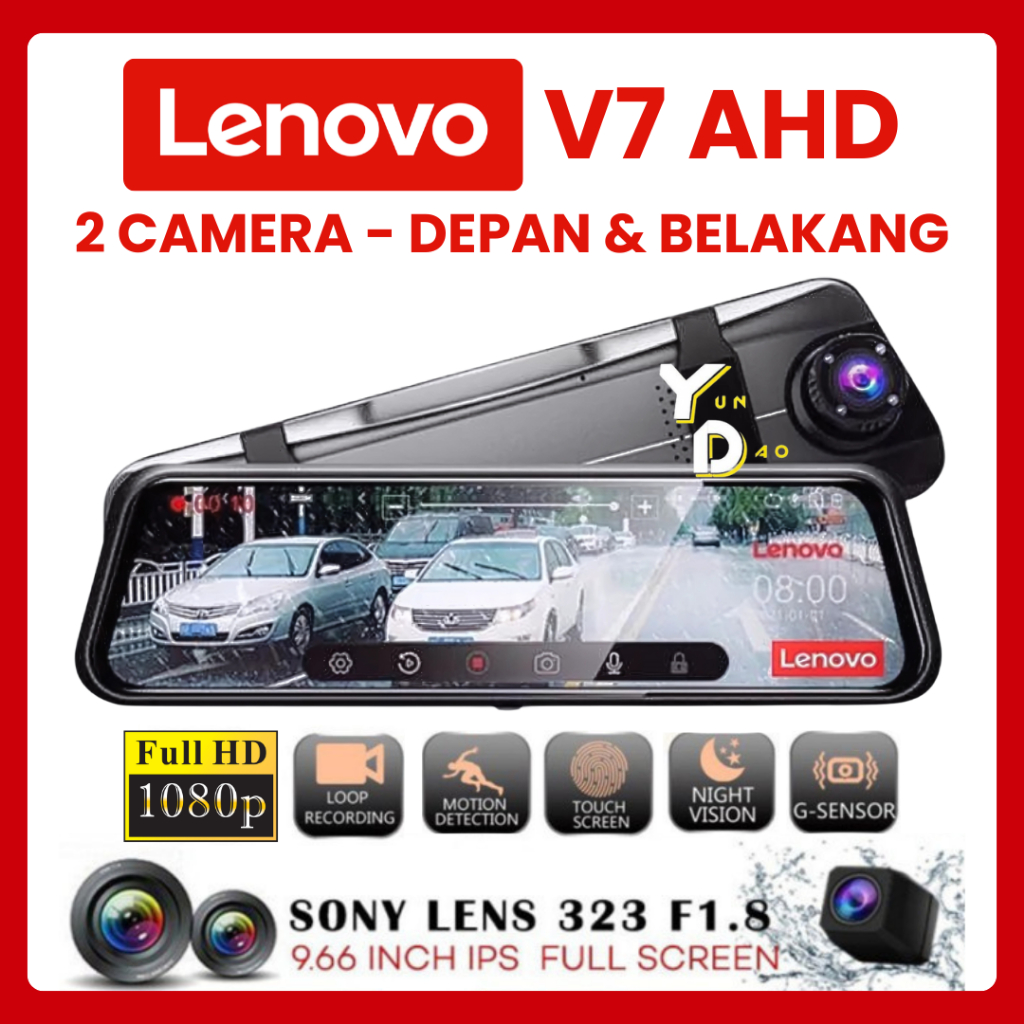 Lenovo V7 AHD Kamera Spion Dashcam Original DVR Dual Full-HD Full Screen