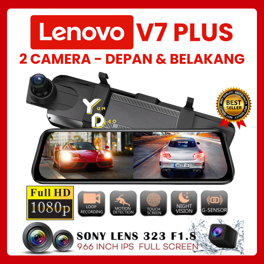 Lenovo V7 Plus Kamera Spion Dashcam Original DVR Dual Full-HD Full Screen