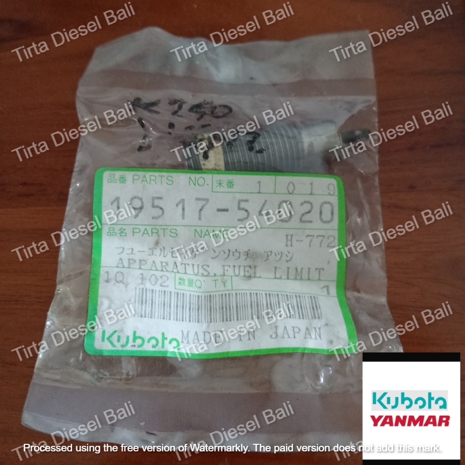 KUBOTA APPARATUS FUEL LIMITER BAUT SETELAN MINYAK SOLAR KND 250 19517-54020 ORIGINAL