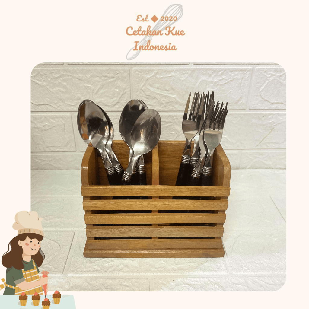 {CKI} Tempat Sendok Kayu / Tempat Sendok Estetik / Rak Sendok Kayu